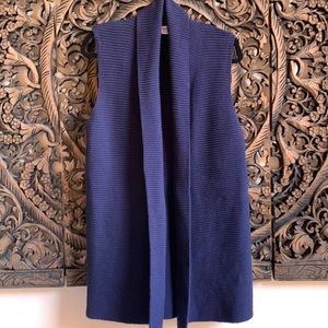 Gap Gap For Good Woven Navy Blue Cotton Open Cardigan Sweater Tunic Medium